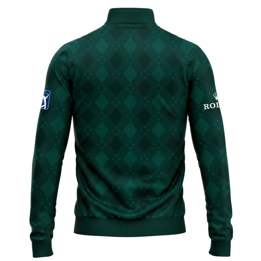 Dark Green Argyle Plaid Pattern Golf Masters Tournament Rolex Quarter-Zip Jacket Style Classic Quarter-Zip Jacket