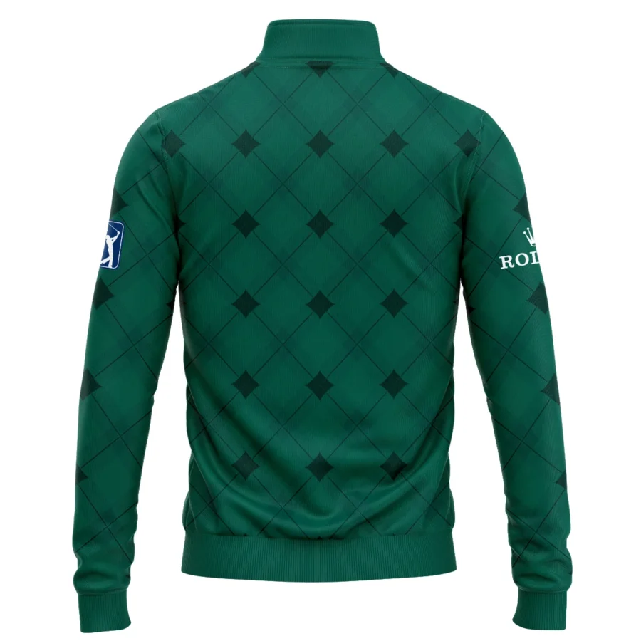 Golf Masters Tournament Green Argyle Pattern Rolex Quarter-Zip Jacket Style Classic Quarter-Zip Jacket