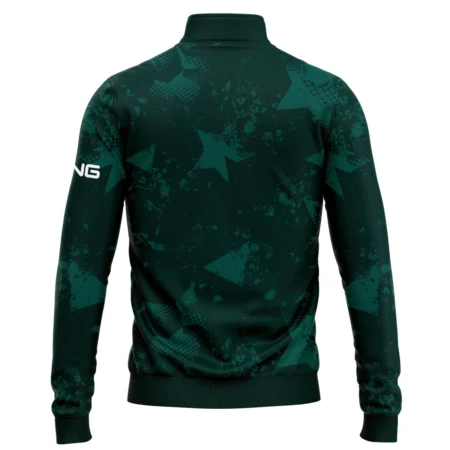 Dark Green Grunge Stars Pattern Golf Masters Tournament Ping Quarter-Zip Jacket Style Classic Quarter-Zip Jacket