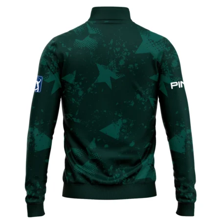 Dark Green Grunge Stars Pattern Golf Masters Tournament Ping Quarter-Zip Jacket Style Classic Quarter-Zip Jacket