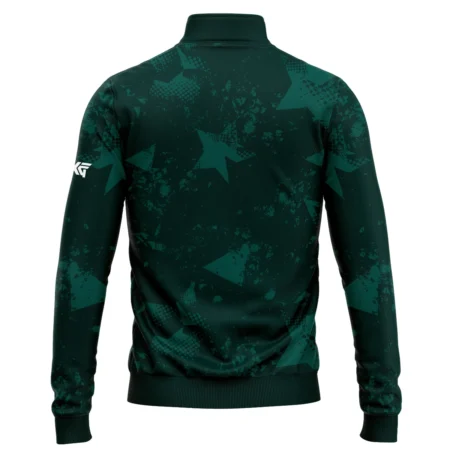 Dark Green Grunge Stars Pattern Golf Masters Tournament Quarter-Zip Jacket Style Classic Quarter-Zip Jacket