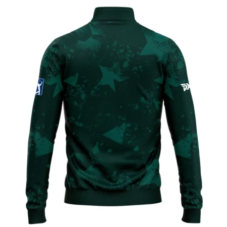 Dark Green Grunge Stars Pattern Golf Masters Tournament Quarter-Zip Jacket Style Classic Quarter-Zip Jacket