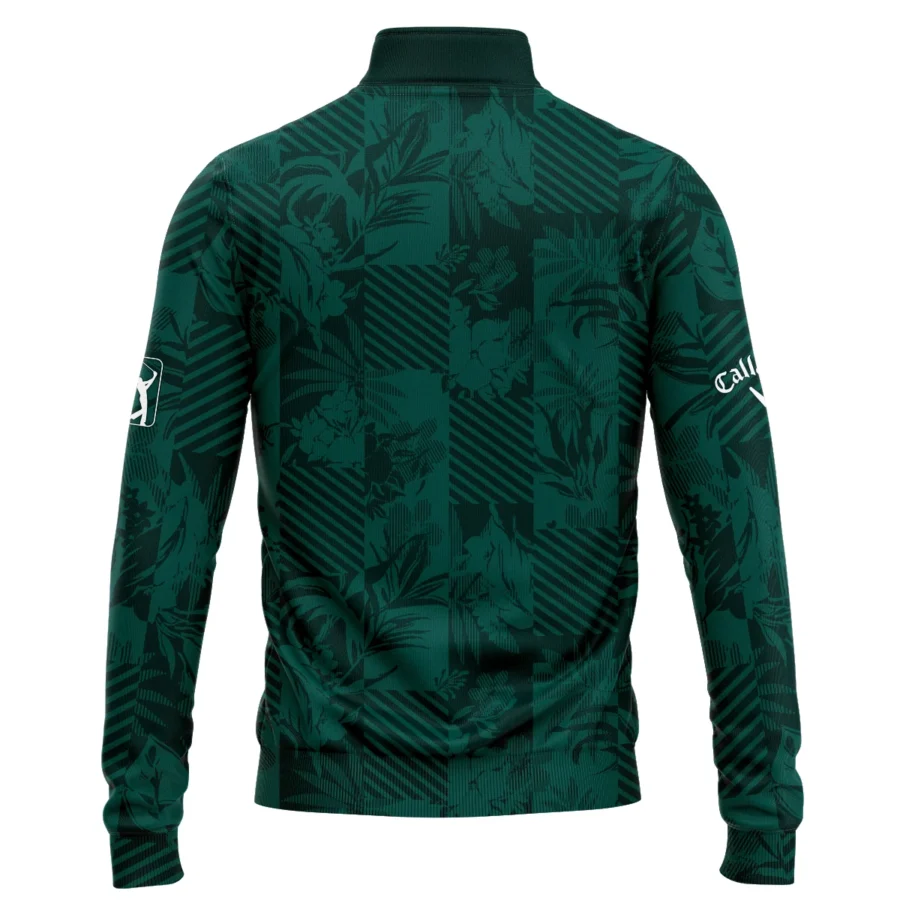 Tropical Leaves ,Foliage With Geometric Stripe Pattern Golf Masters Tournament Callaway Quarter-Zip Jacket Style Classic Quarter-Zip Jacket