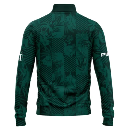 Tropical Leaves ,Foliage With Geometric Stripe Pattern Golf Masters Tournament Ping Quarter-Zip Jacket Style Classic Quarter-Zip Jacket