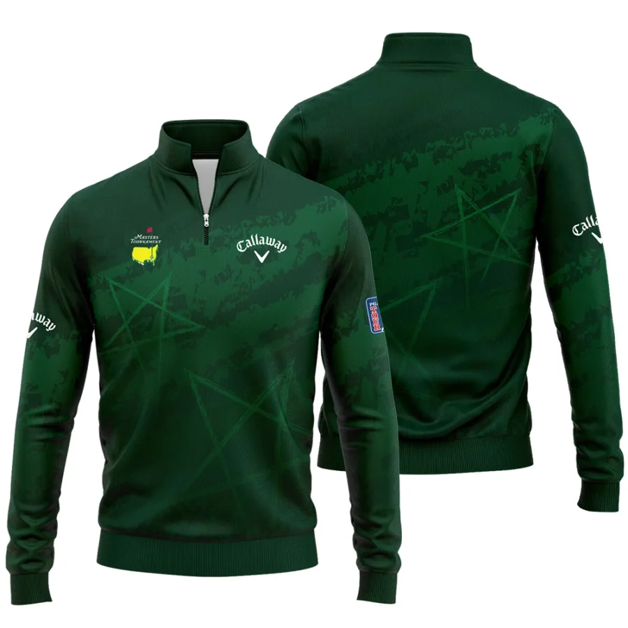 Stars Gradient Dark Green Grunge Pattern Masters Tournament Callaway Quarter-Zip Jacket Style Classic Quarter-Zip Jacket