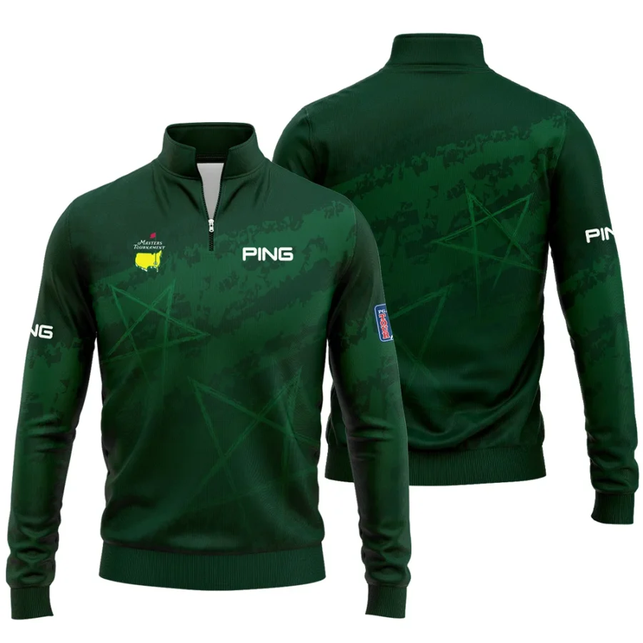 Stars Gradient Dark Green Grunge Pattern Masters Tournament Ping Quarter-Zip Jacket Style Classic Quarter-Zip Jacket