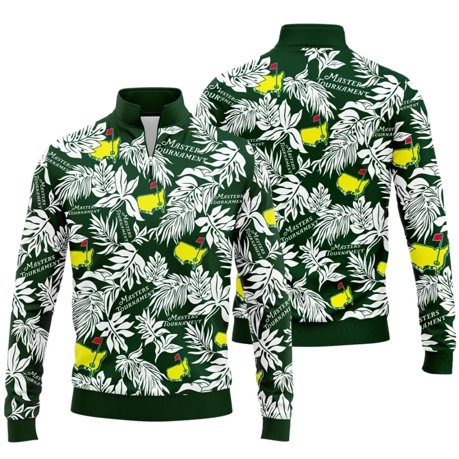 Hawaiian Tropical Leaves Pattern Golf Masters Tournament Quarter-Zip Jacket Style Classic Quarter-Zip Jacket