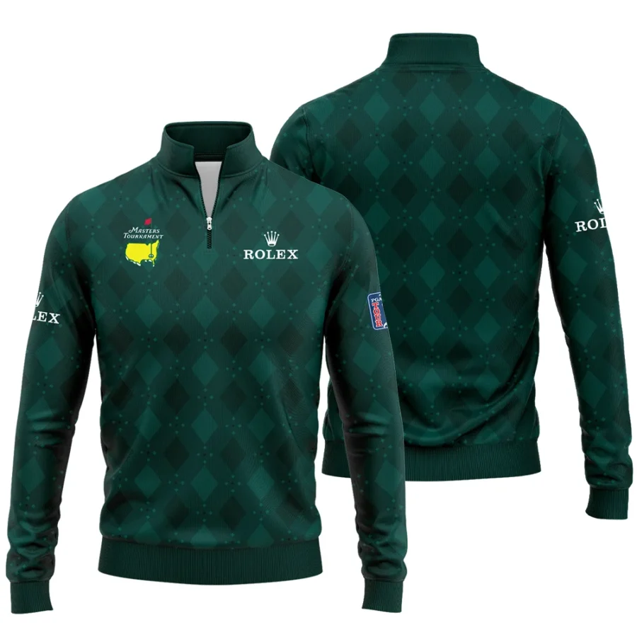 Dark Green Argyle Plaid Pattern Golf Masters Tournament Rolex Quarter-Zip Jacket Style Classic Quarter-Zip Jacket