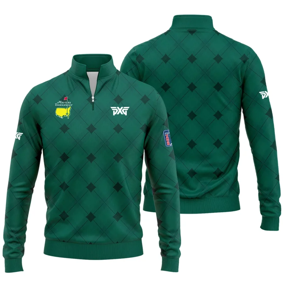 Golf Masters Tournament Green Argyle Pattern Quarter-Zip Jacket Style Classic Quarter-Zip Jacket