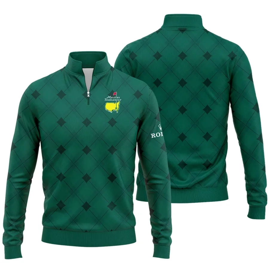 Golf Masters Tournament Green Argyle Pattern Rolex Quarter-Zip Jacket Style Classic Quarter-Zip Jacket