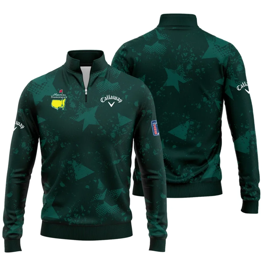 Dark Green Grunge Stars Pattern Golf Masters Tournament Callaway Quarter-Zip Jacket Style Classic Quarter-Zip Jacket