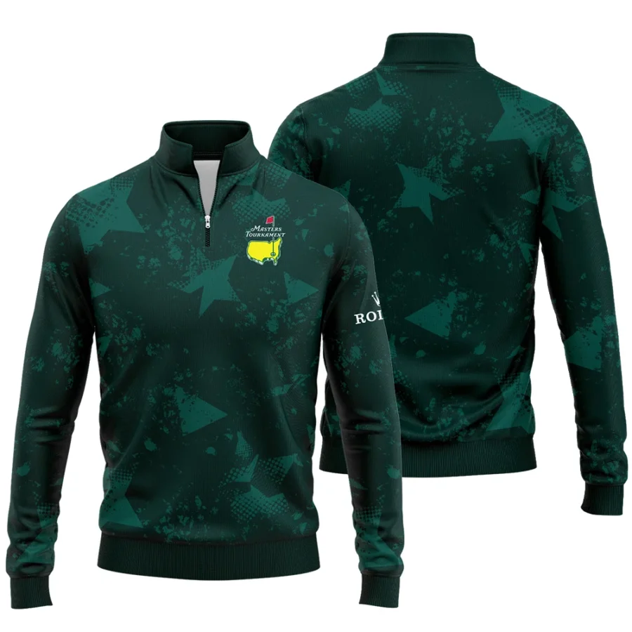 Dark Green Grunge Stars Pattern Golf Masters Tournament Rolex Quarter-Zip Jacket Style Classic Quarter-Zip Jacket