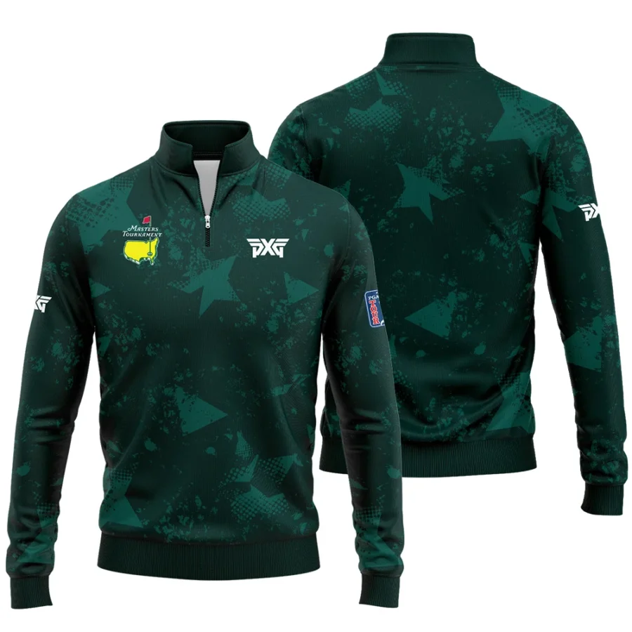 Dark Green Grunge Stars Pattern Golf Masters Tournament Quarter-Zip Jacket Style Classic Quarter-Zip Jacket