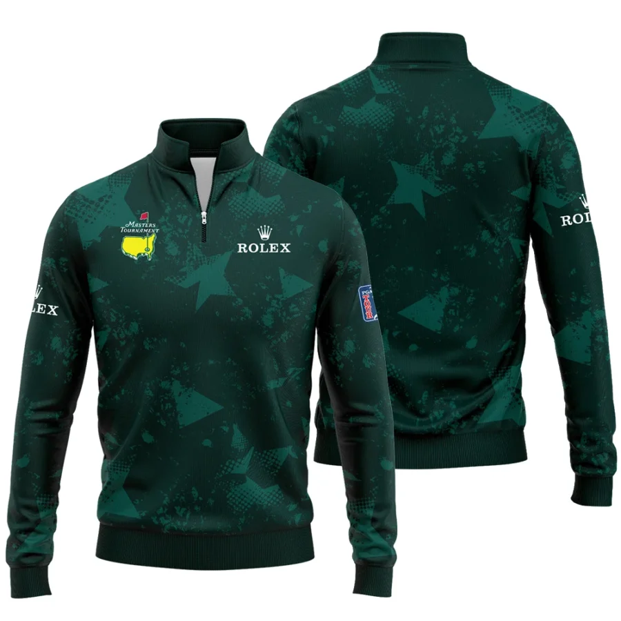 Dark Green Grunge Stars Pattern Golf Masters Tournament Rolex Quarter-Zip Jacket Style Classic Quarter-Zip Jacket