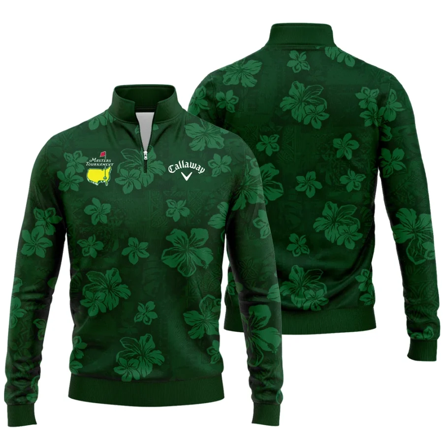 Hawaiian Tribal Elements And Hibiscus Flowers Patchwork Golf Masters Tournament Callaway Quarter-Zip Jacket Style Classic Quarter-Zip Jacket