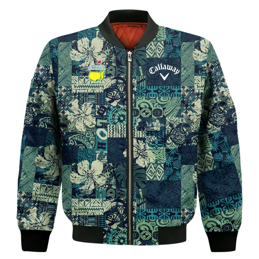 Masters Tournament Hawaiian Hibiscus And Tribal Element Fabric Callaway Bomber Jacket Style Classic Bomber Jacket