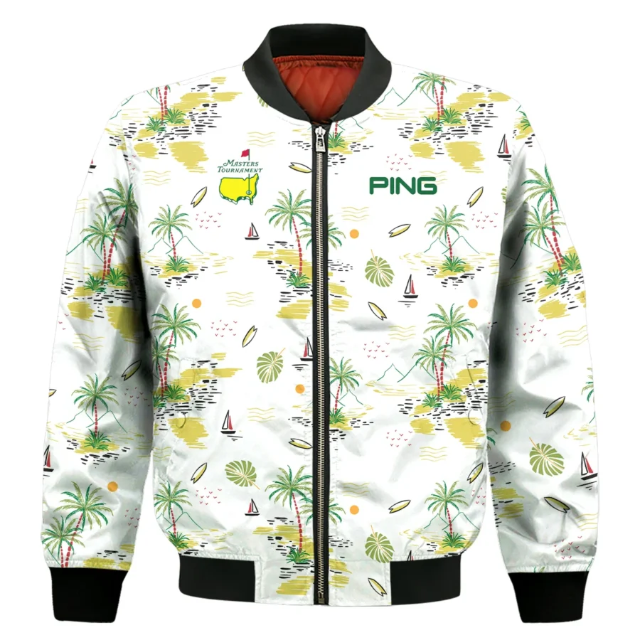 Ping Landscape With Palm Trees Beach And Oceann Masters Tournament Bomber Jacket Style Classic Bomber Jacket