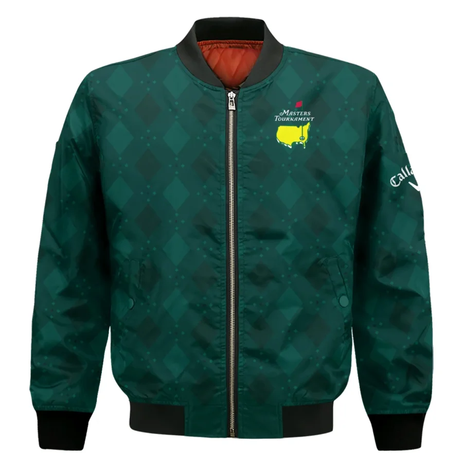 Dark Green Argyle Plaid Pattern Golf Masters Tournament Callaway Bomber Jacket Style Classic Bomber Jacket