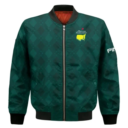 Dark Green Argyle Plaid Pattern Golf Masters Tournament Ping Bomber Jacket Style Classic Bomber Jacket