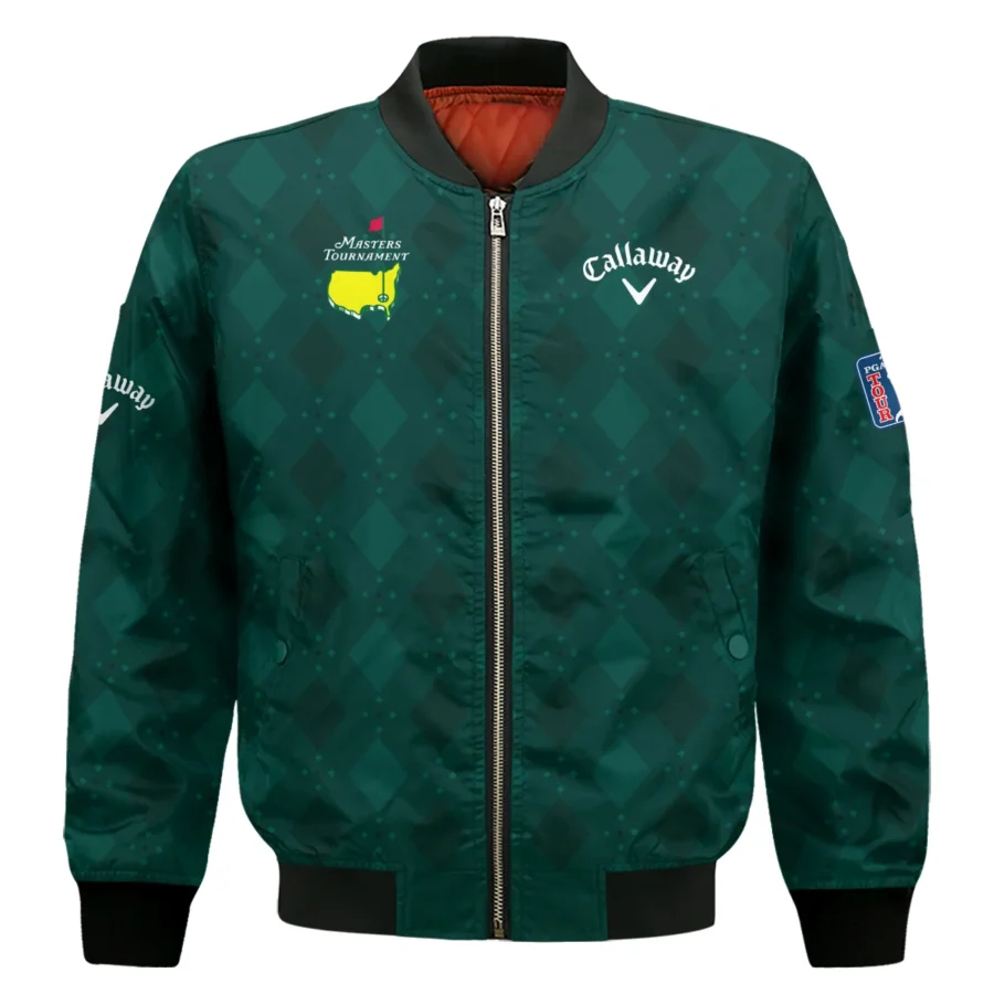 Dark Green Argyle Plaid Pattern Golf Masters Tournament Callaway Bomber Jacket Style Classic Bomber Jacket