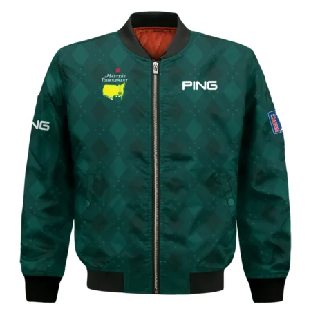 Dark Green Argyle Plaid Pattern Golf Masters Tournament Ping Bomber Jacket Style Classic Bomber Jacket