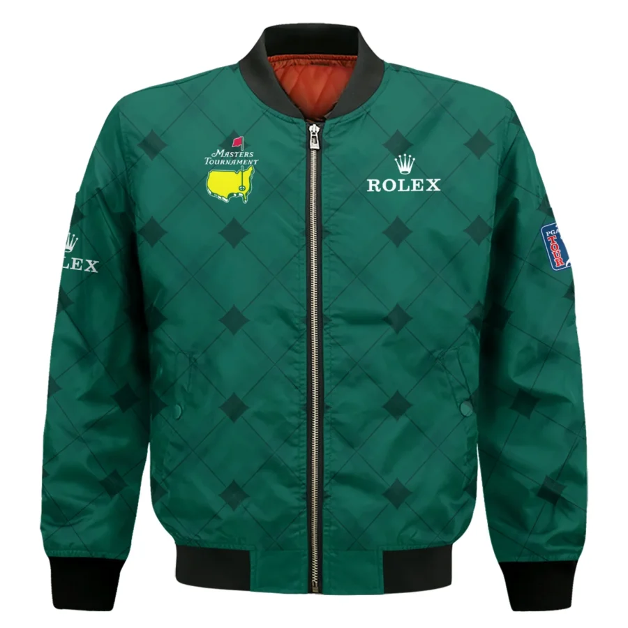 Golf Masters Tournament Green Argyle Pattern Rolex Bomber Jacket Style Classic Bomber Jacket