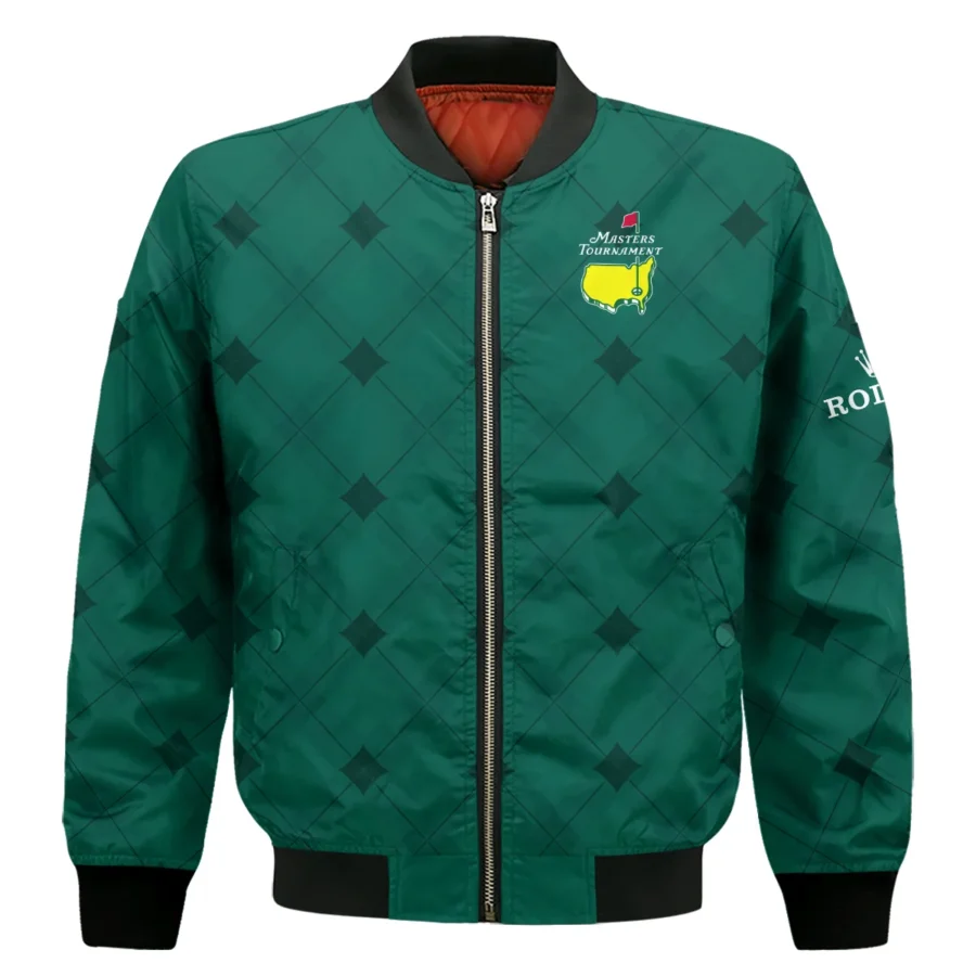 Golf Masters Tournament Green Argyle Pattern Rolex Bomber Jacket Style Classic Bomber Jacket