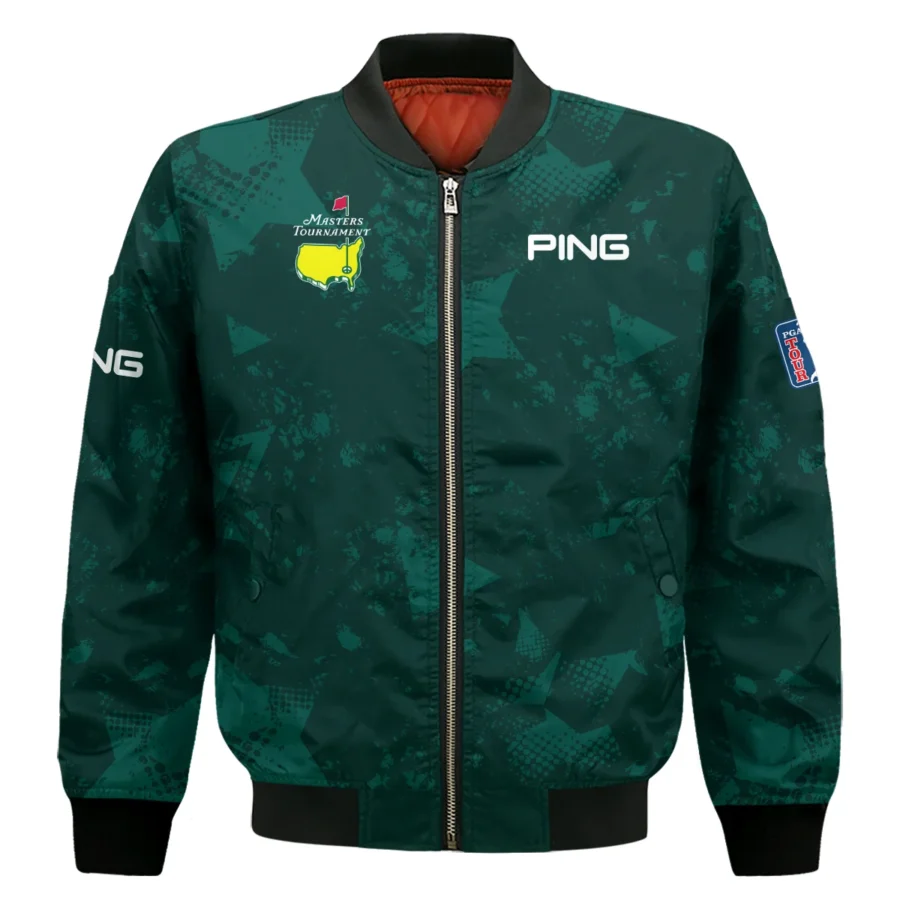 Dark Green Grunge Stars Pattern Golf Masters Tournament Ping Bomber Jacket Style Classic Bomber Jacket