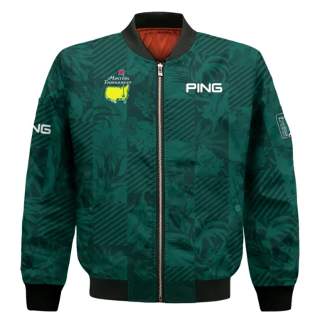 Tropical Leaves ,Foliage With Geometric Stripe Pattern Golf Masters Tournament Ping Bomber Jacket Style Classic Bomber Jacket