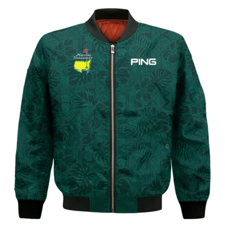 Hibiscus And Tropical Leaves With Tribal Elements Pattern Golf Masters Tournament Ping Bomber Jacket Style Classic Bomber Jacket