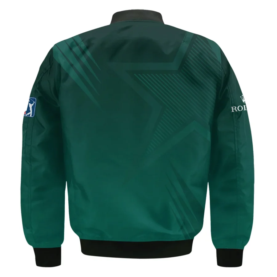 Sports Ping Masters Tournament Bomber Jacket Star Pattern Dark Green Gradient Golf Bomber Jacket Style Classic Bomber Jacket