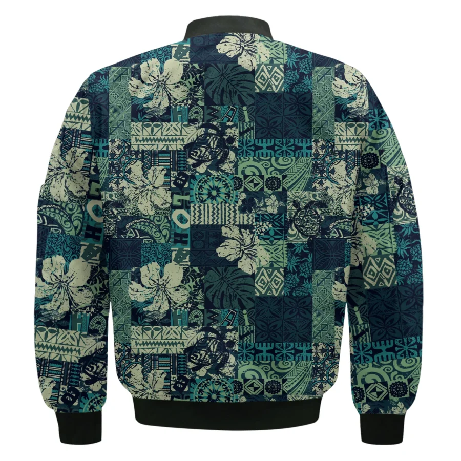 Masters Tournament Hawaiian Hibiscus And Tribal Element Fabric Callaway Bomber Jacket Style Classic Bomber Jacket