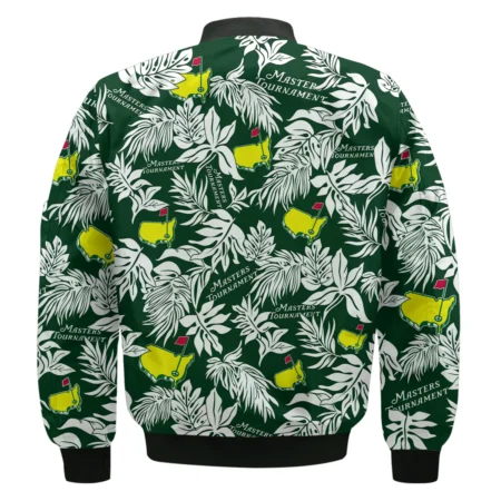 Hawaiian Tropical Leaves Pattern Golf Masters Tournament Bomber Jacket Style Classic Bomber Jacket