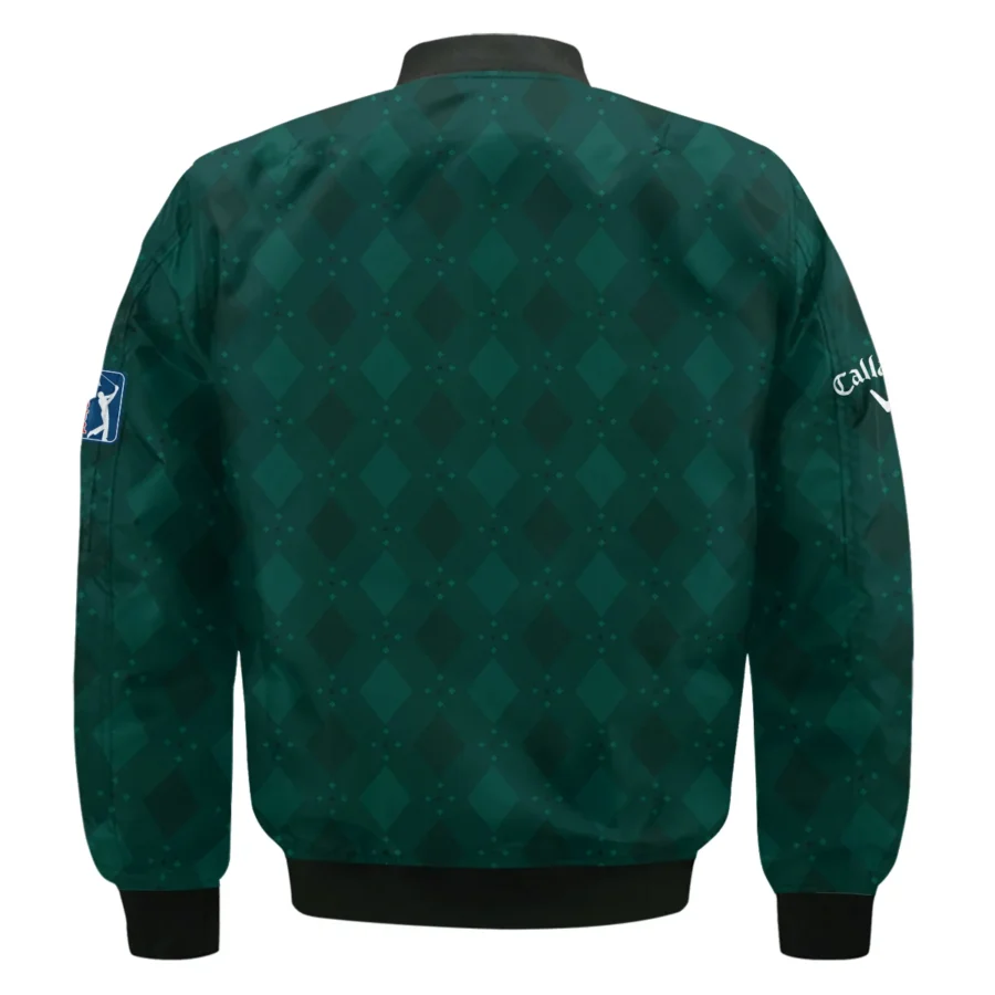 Dark Green Argyle Plaid Pattern Golf Masters Tournament Callaway Bomber Jacket Style Classic Bomber Jacket