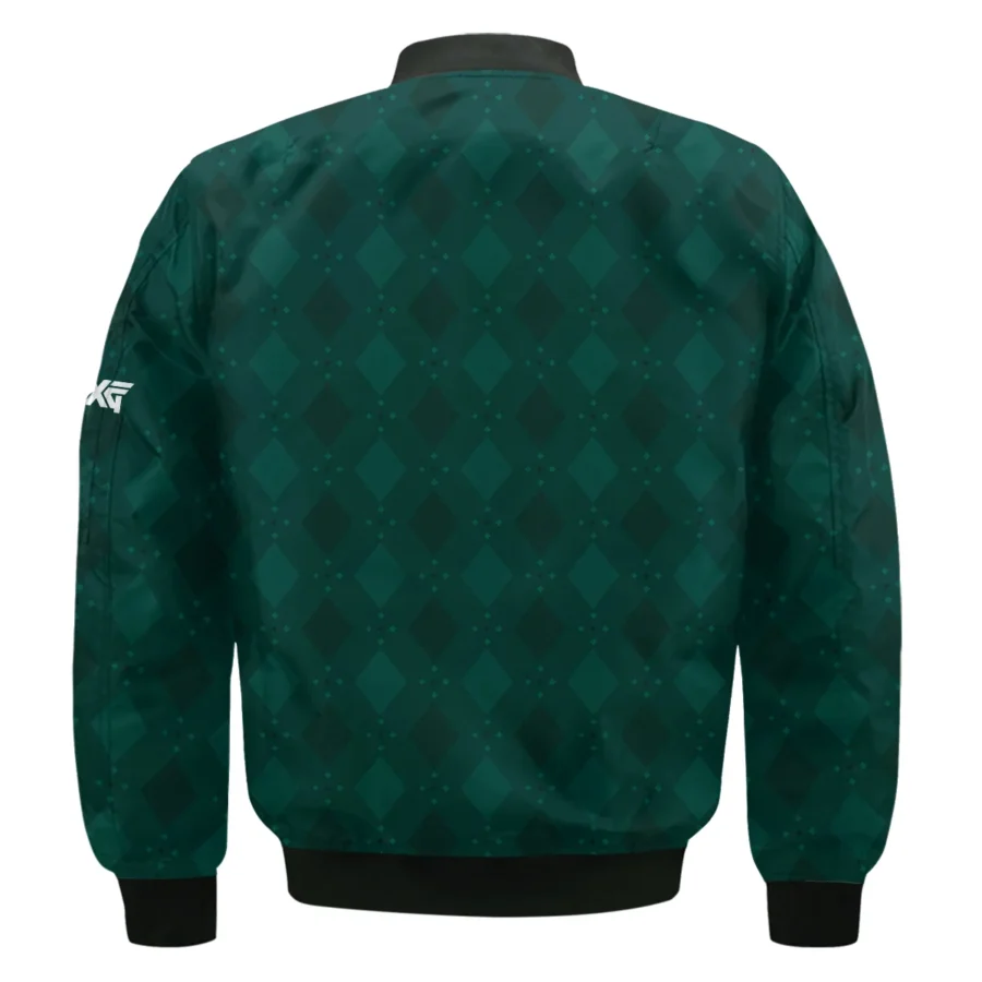 Dark Green Argyle Plaid Pattern Golf Masters Tournament Bomber Jacket Style Classic Bomber Jacket