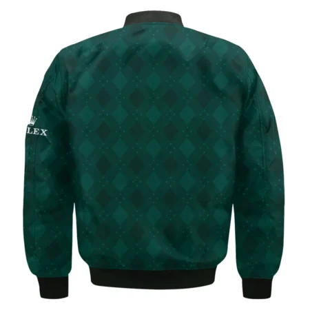 Dark Green Argyle Plaid Pattern Golf Masters Tournament Rolex Bomber Jacket Style Classic Bomber Jacket