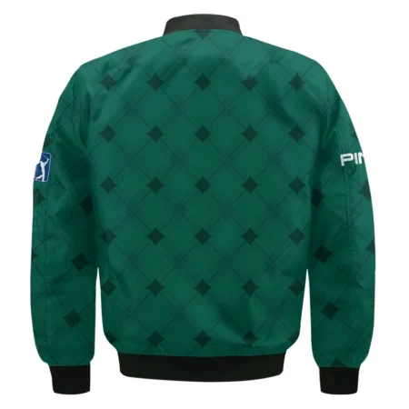 Golf Masters Tournament Green Argyle Pattern Ping Bomber Jacket Style Classic Bomber Jacket