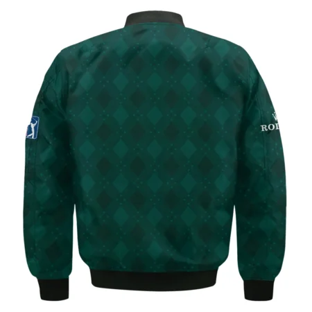 Dark Green Argyle Plaid Pattern Golf Masters Tournament Rolex Bomber Jacket Style Classic Bomber Jacket