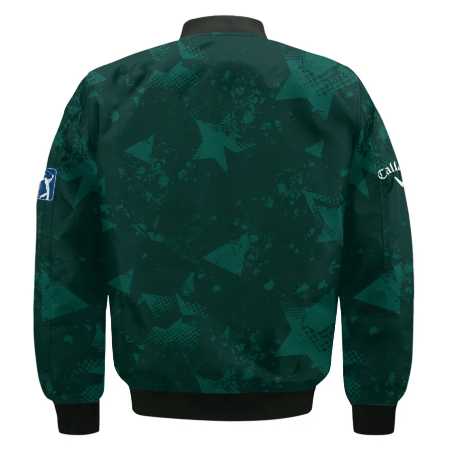 Dark Green Grunge Stars Pattern Golf Masters Tournament Callaway Bomber Jacket Style Classic Bomber Jacket