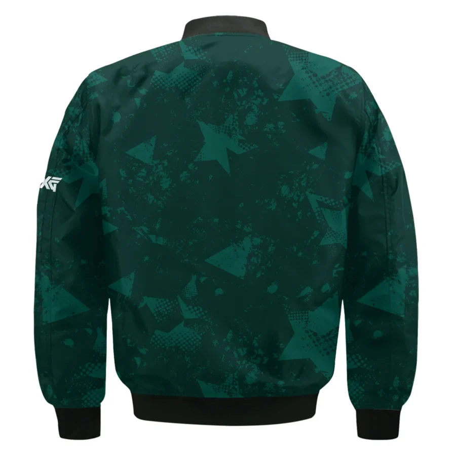 Dark Green Grunge Stars Pattern Golf Masters Tournament Bomber Jacket Style Classic Bomber Jacket