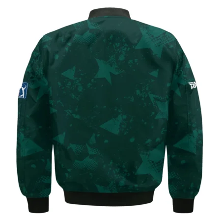 Dark Green Grunge Stars Pattern Golf Masters Tournament Bomber Jacket Style Classic Bomber Jacket