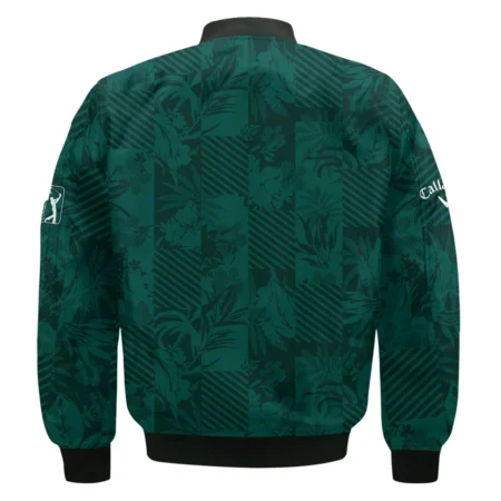 Tropical Leaves ,Foliage With Geometric Stripe Pattern Golf Masters Tournament Callaway Bomber Jacket Style Classic Bomber Jacket