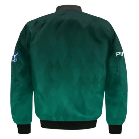 Gradient Dark Green Geometric Pattern Masters Tournament Ping Bomber Jacket Style Classic Bomber Jacket