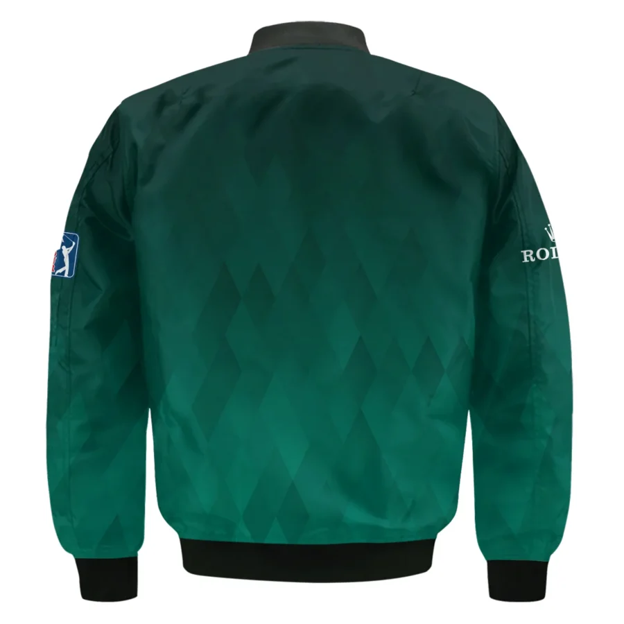 Gradient Dark Green Geometric Pattern Masters Tournament Rolex Bomber Jacket Style Classic Bomber Jacket