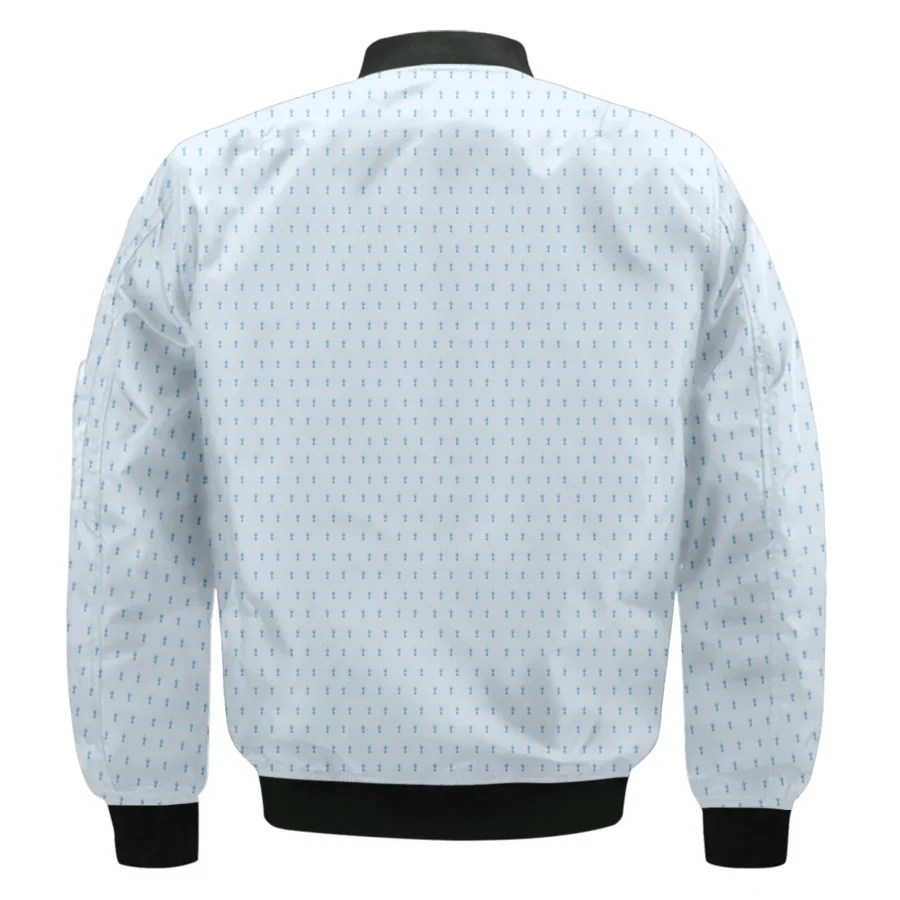 Golf Pattern Cup Light Blue Green 124th U.S. Open Pinehurst Bomber Jacket Style Classic Bomber Jacket