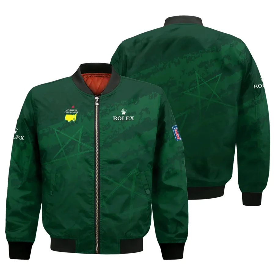 Stars Gradient Dark Green Grunge Pattern Masters Tournament Rolex Bomber Jacket Style Classic Bomber Jacket