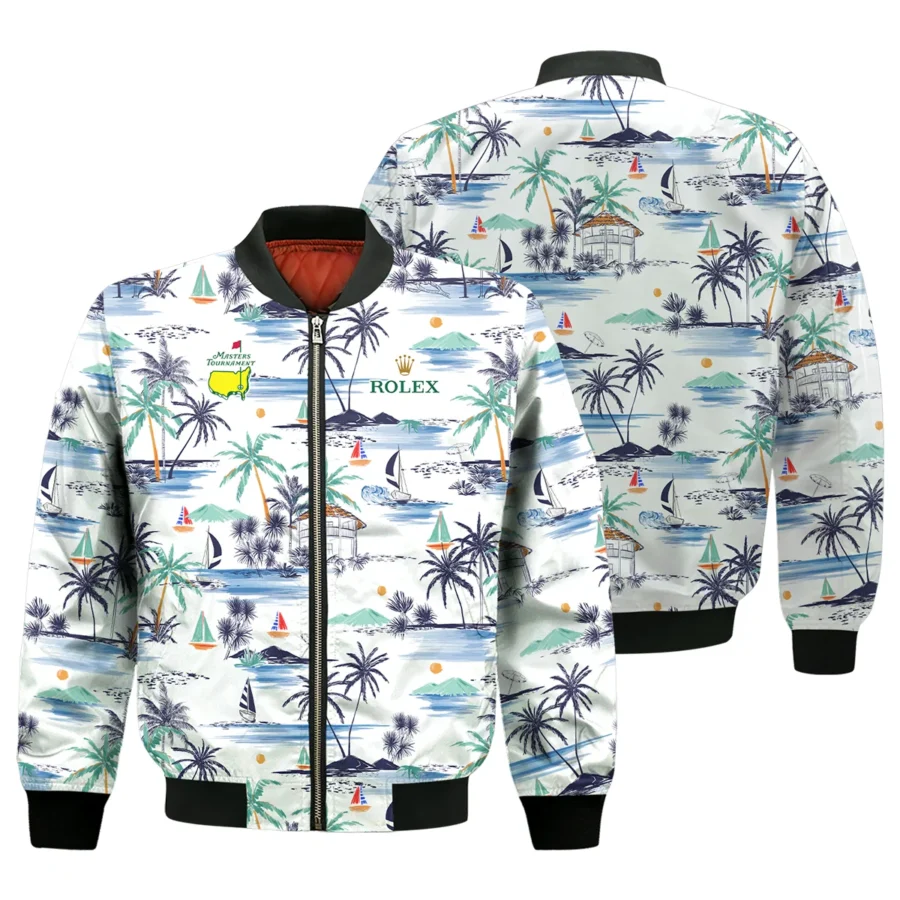 Artistic Seamless Summer Island Pattern Masters Tournament Rolex Bomber Jacket Style Classic Bomber Jacket