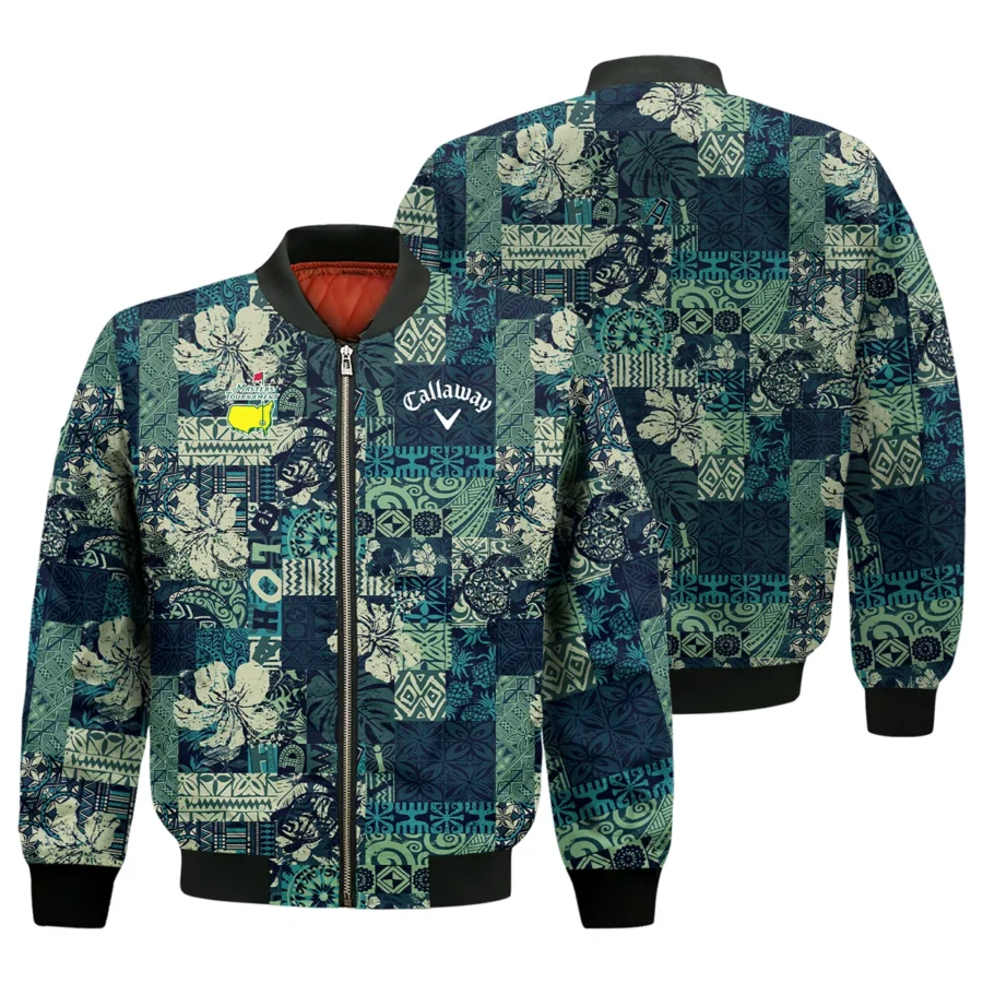 Masters Tournament Hawaiian Hibiscus And Tribal Element Fabric Callaway Bomber Jacket Style Classic Bomber Jacket