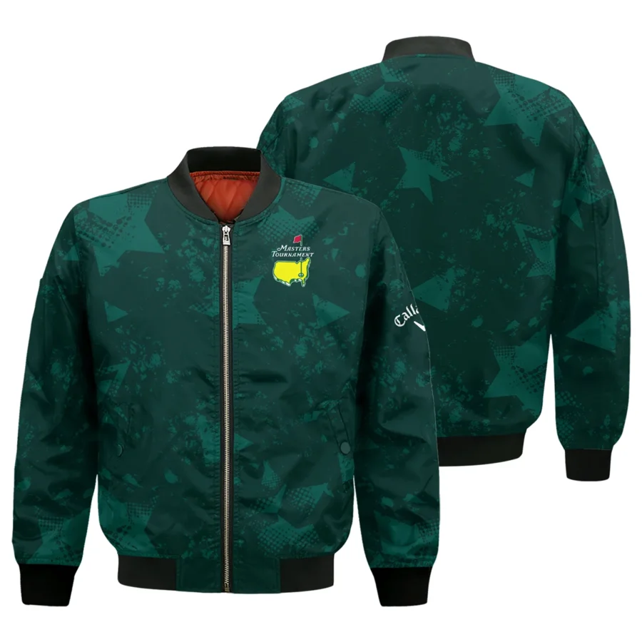 Dark Green Grunge Stars Pattern Golf Masters Tournament Callaway Bomber Jacket Style Classic Bomber Jacket