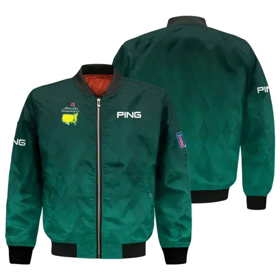 Gradient Dark Green Geometric Pattern Masters Tournament Ping Bomber Jacket Style Classic Bomber Jacket